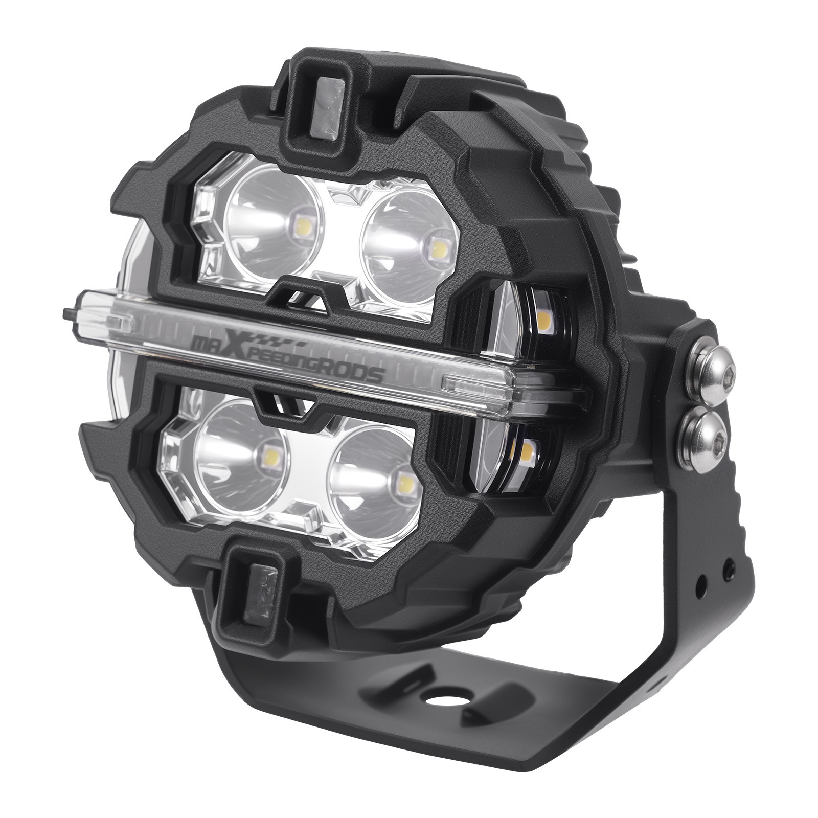 3.5″ LED Pod Lights 160W Spot Beam Side Shooter Driving Light White+Amber DRL
