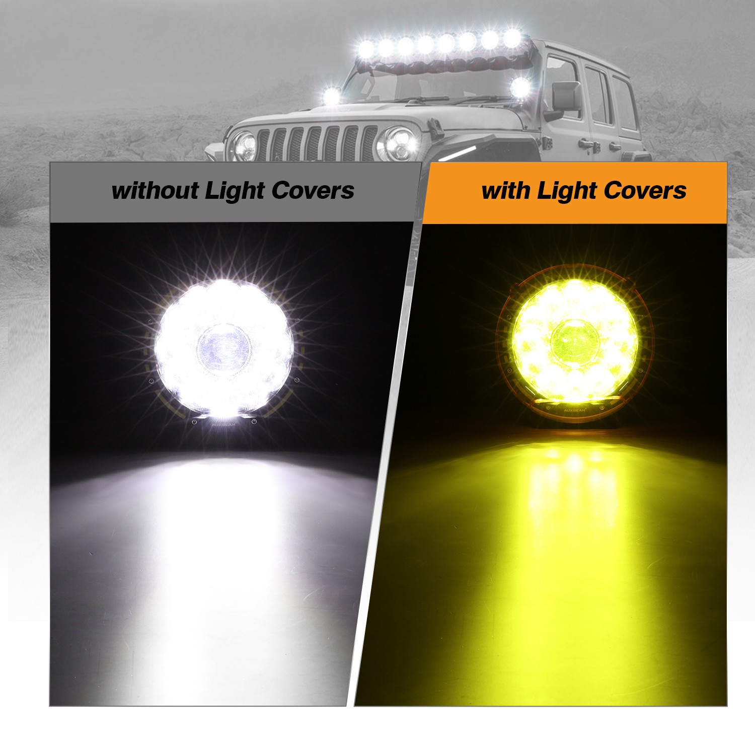 AUXBEAM 2pcs 7″ 360-Pro LED Driving Light Spot Work Light+Amber Cover For Ford