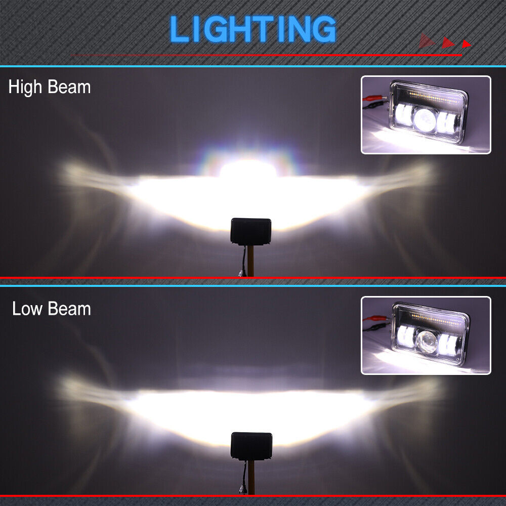4X 4×6″ LED Headlights Hi/Lo Halo DRL Fit Chevrolet Camaro Iroc-Z Z28 1982-1992