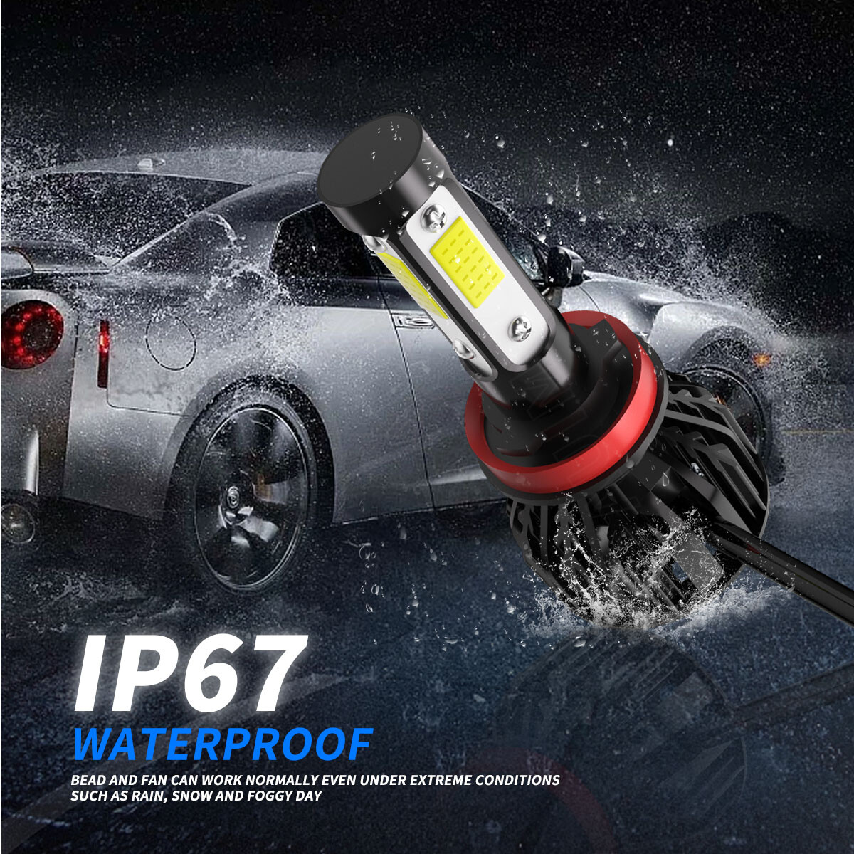 2x H11 LED Headlight Bulbs Kit Bright White 6500K High Low Beam With Fan