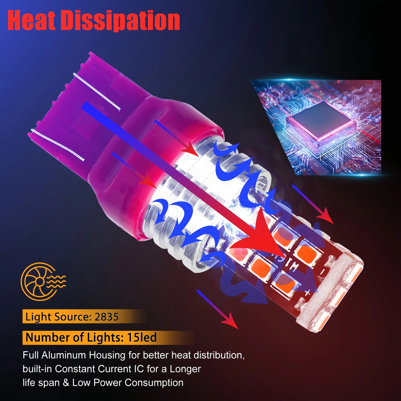 4PCS 7443 7440 LED Red Strobe Flash Blinking Brake Stop Tail Parking Light Bulbs