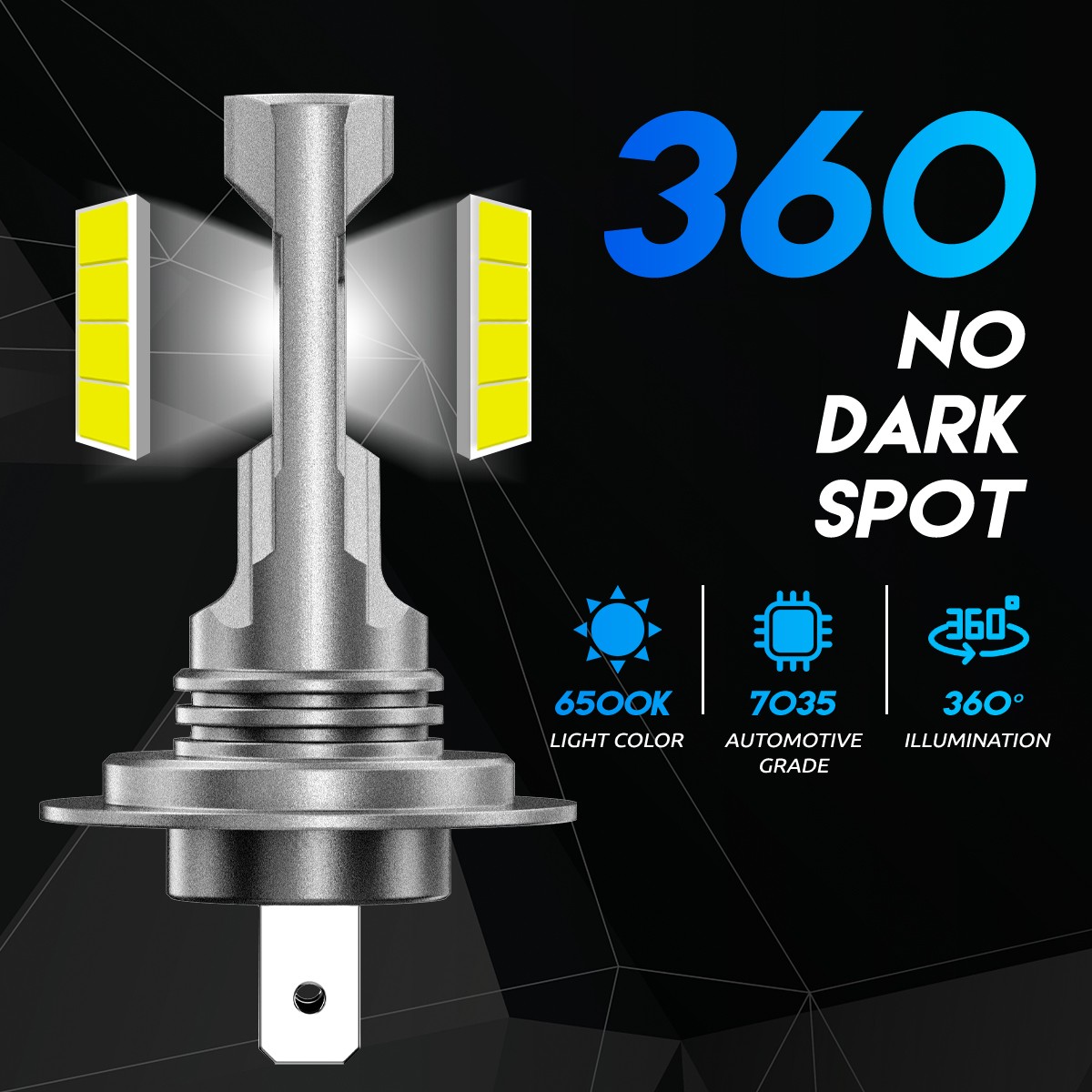 NOVSIGHT H7 LED Headlight Bulbs Kit Hi Lo Beam 1000LM Super Bright 6500K White