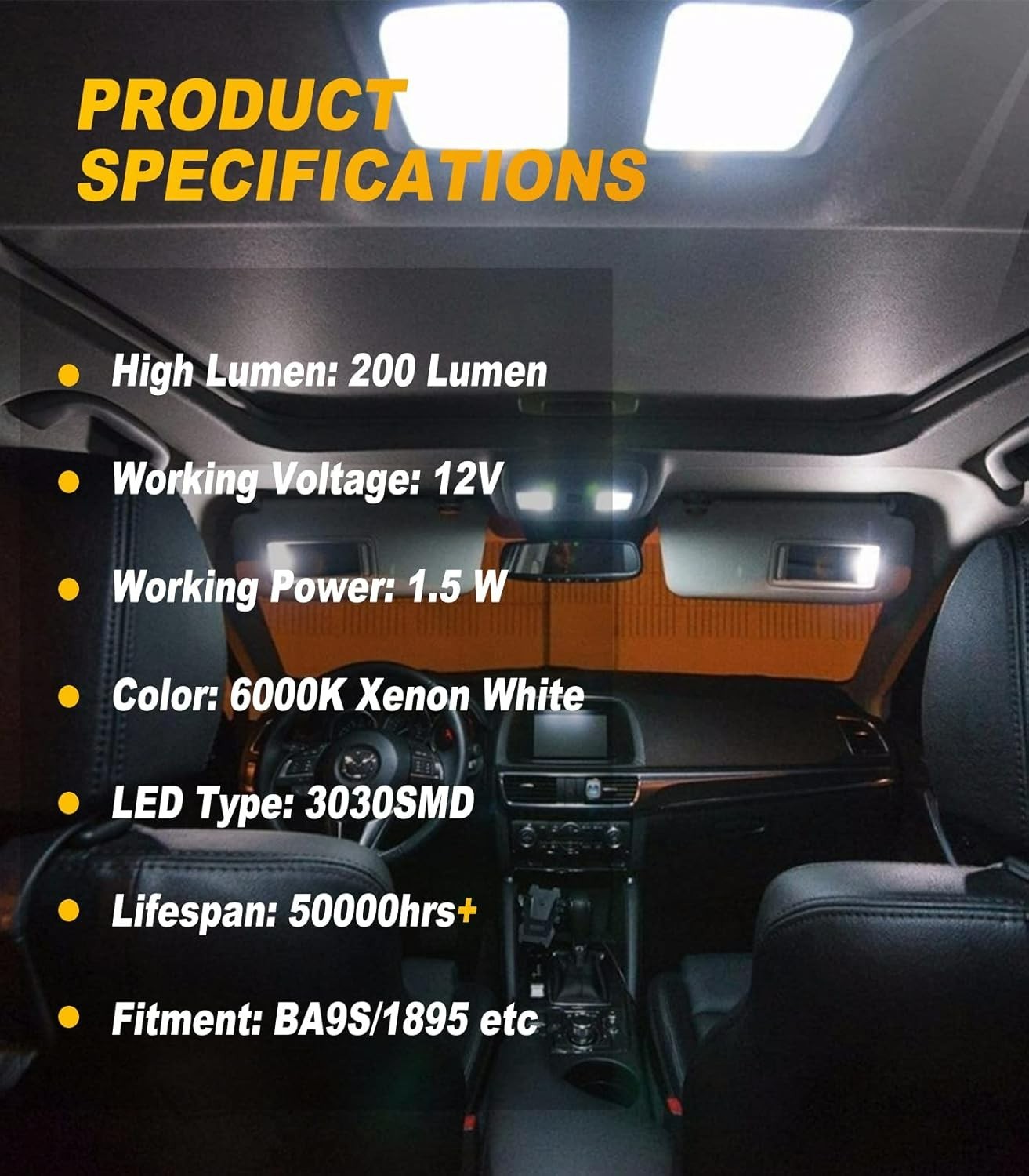 BA9S Led Car Bulb BA9 1895 1891 53 57 Led Car Bulb, 2SMD 3030Chips 6000K Whit…