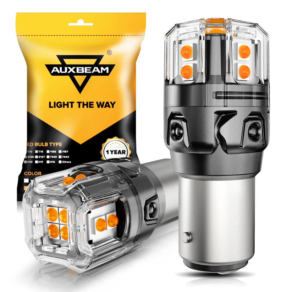 AUXBEAM 1157 BAY15D LED Front Turn Signal Parking DRL Light Bulbs Error Free 2X
