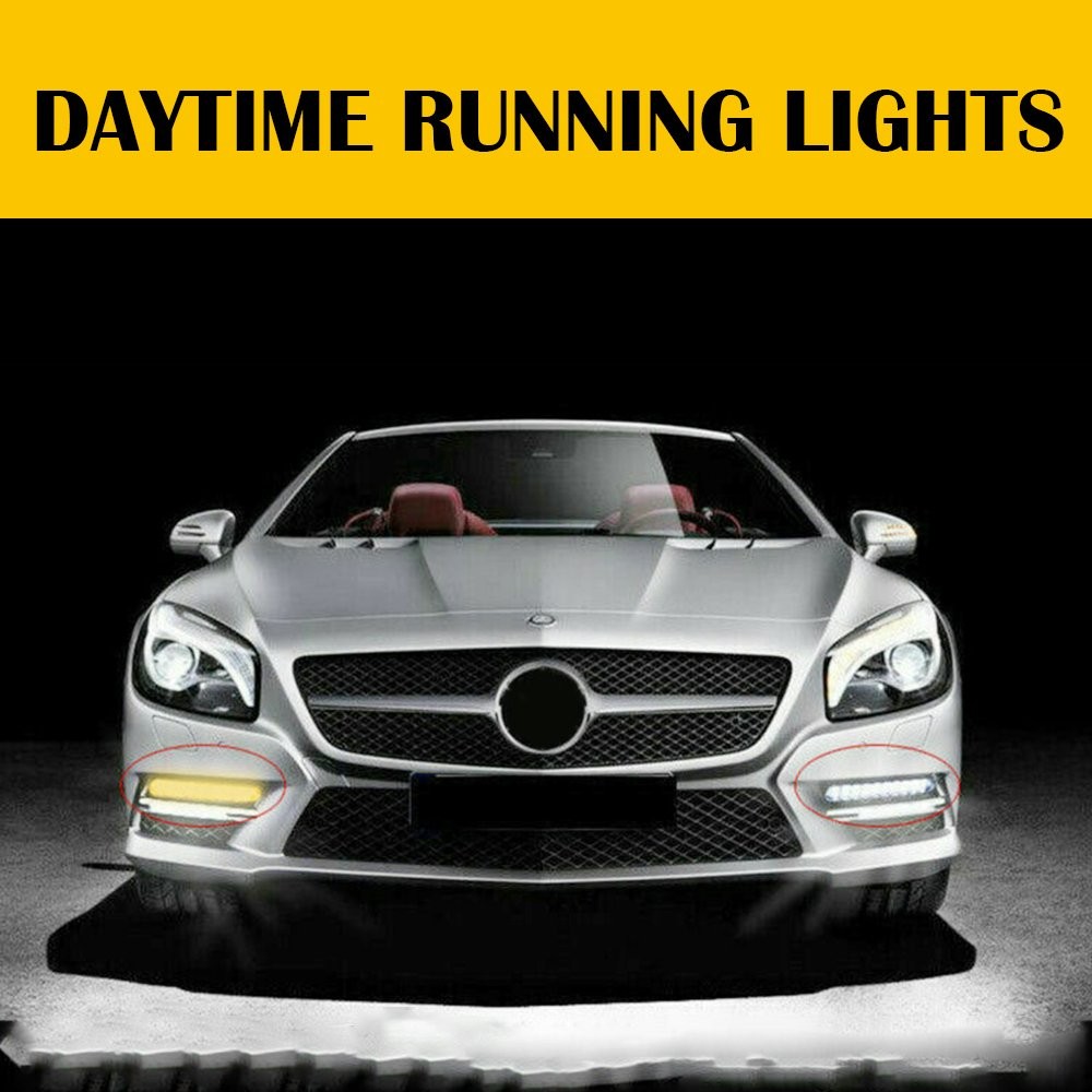 30LED Car Daytime Running Lights White DRL Driving Turn Signal Fog Lamp Amber 2X