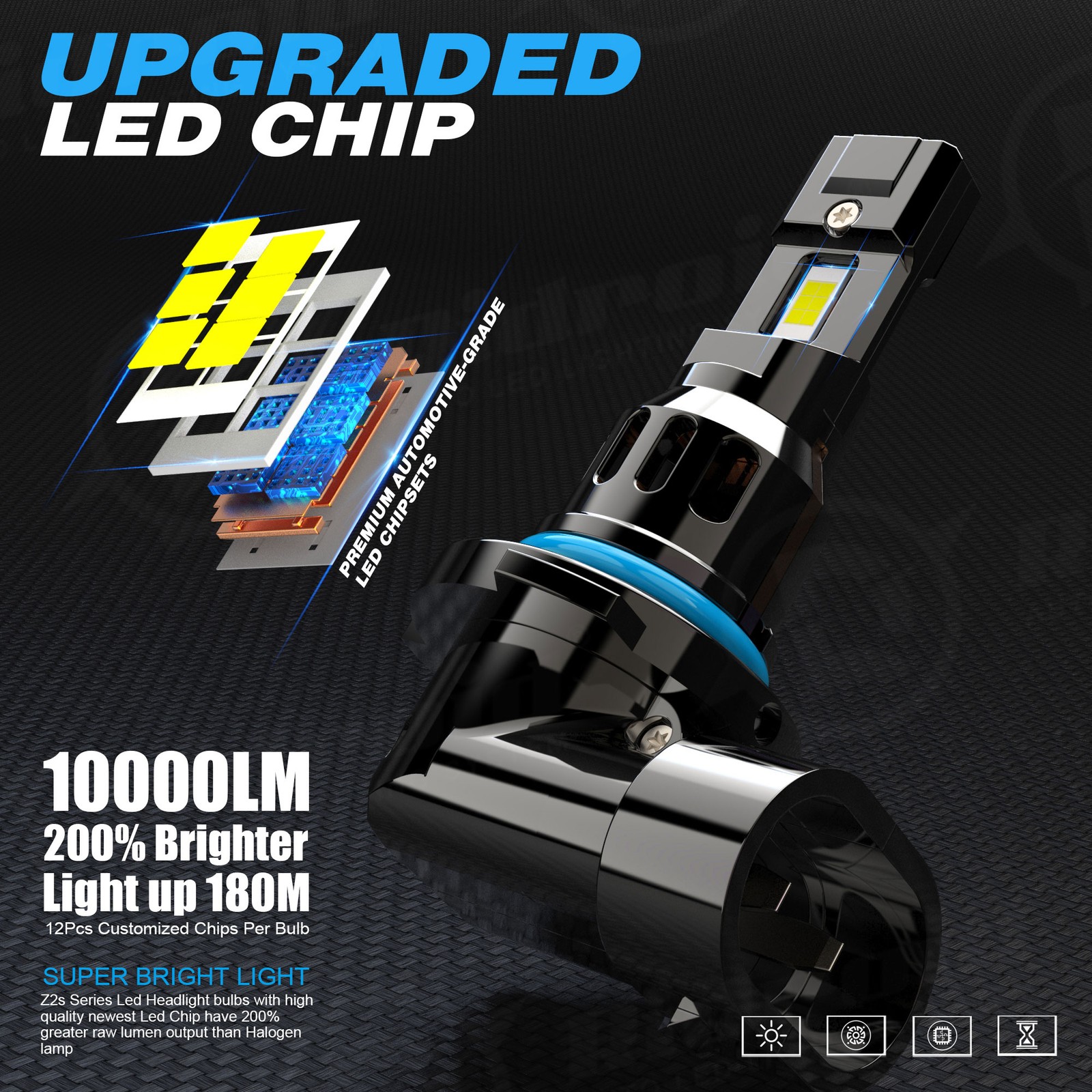 H11 9005 LED Headlight KIT Combo Bulbs 6500K High&Low Beam Super Bright White
