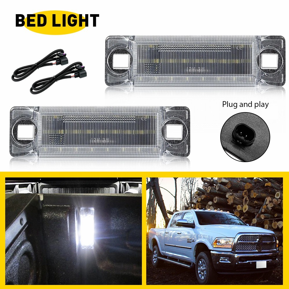 2PCS White LED Cargo Lights w/ Wiring 5182673AA Fit For 2016-2018 Dodge RAM 2500