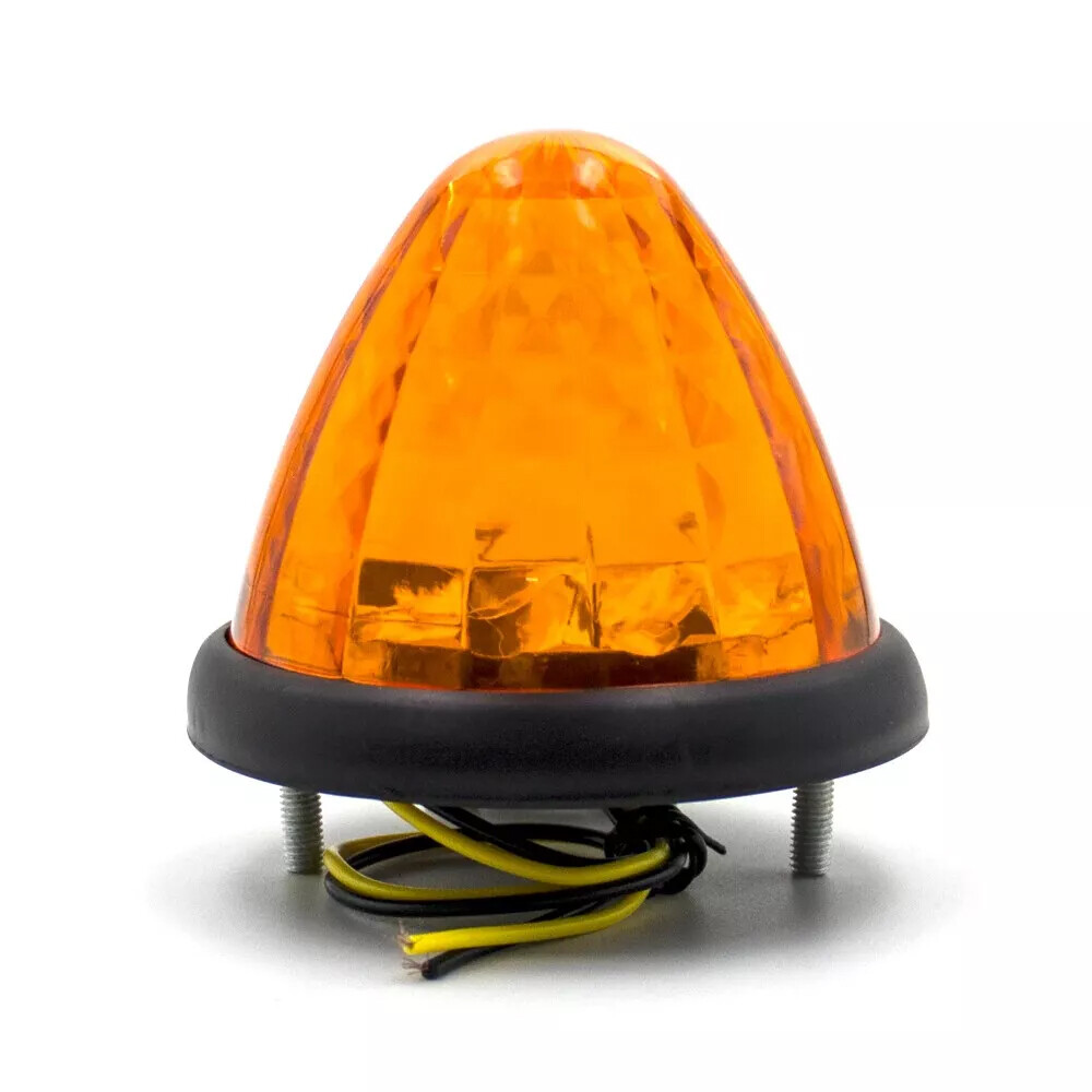 4pcs 3 Inch Round Cone Amber 16 LED Indicator Side Marker Light 12V Lorry Truck