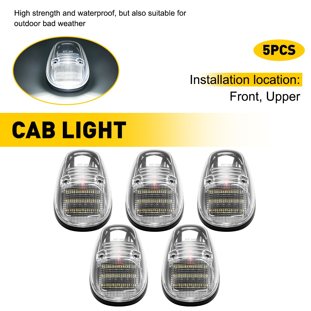 5X Clear White LED Roof Cab Running Signal Lights For Dodge Ram 1500 2500 99-02