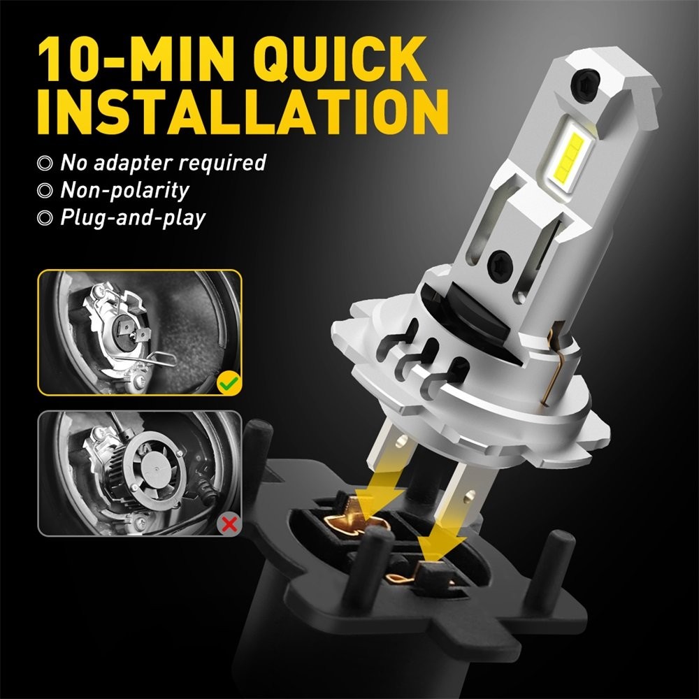 AUXITO H7 LED Headlight Bulbs High/Low Beam 6500K Bright White Wireless Canbus Y