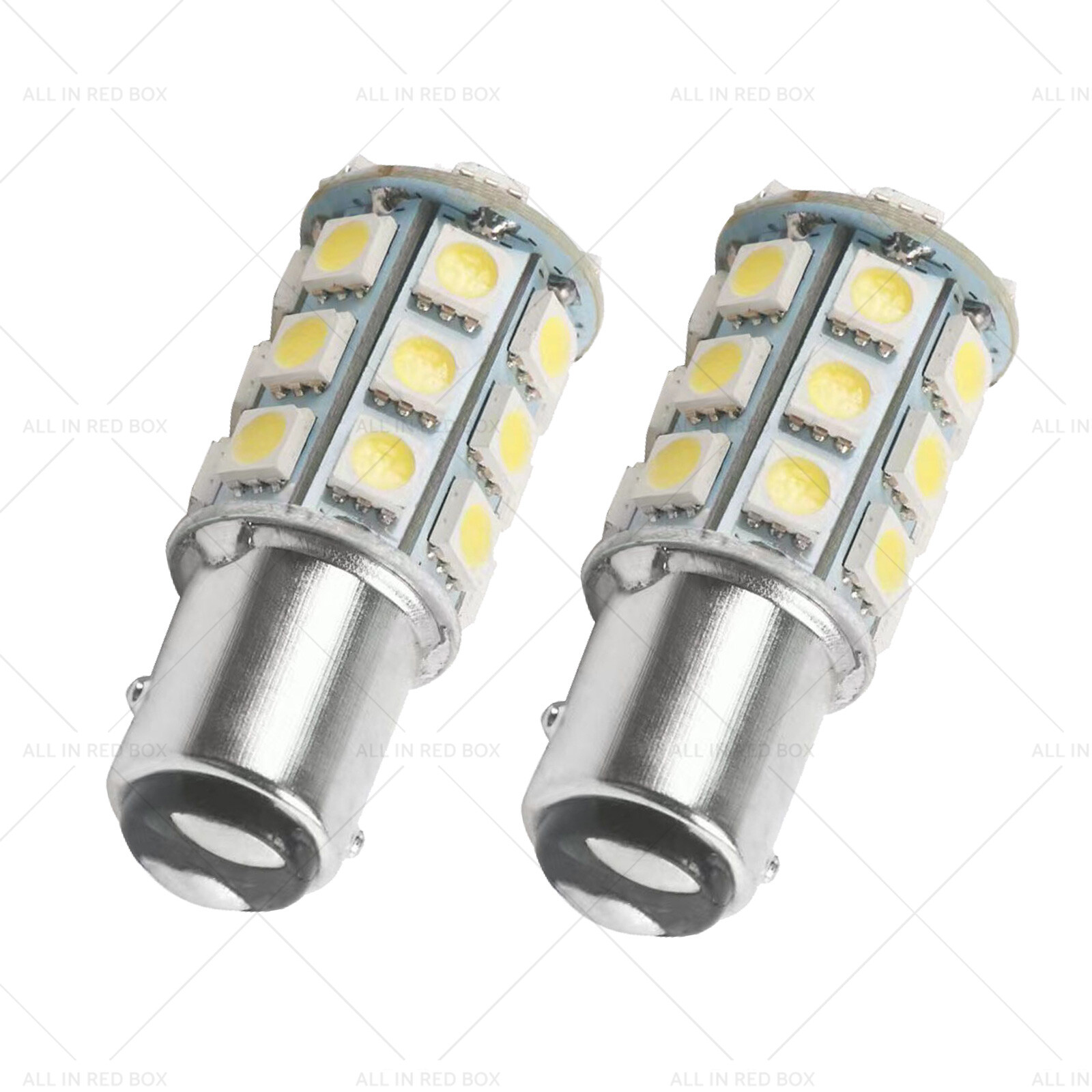 2x 12V BA15D LED White 27 SMD 5050 Suitable for Caravan Car Auto Indicator
