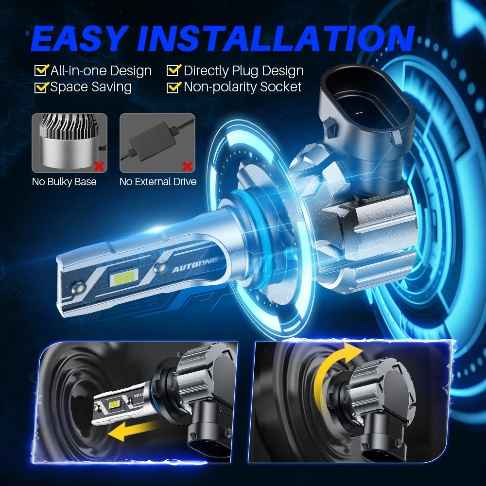 AUTOONE 9005 20000LM LED Bulbs Headlight High Beam Super Bright White 6500K EXD