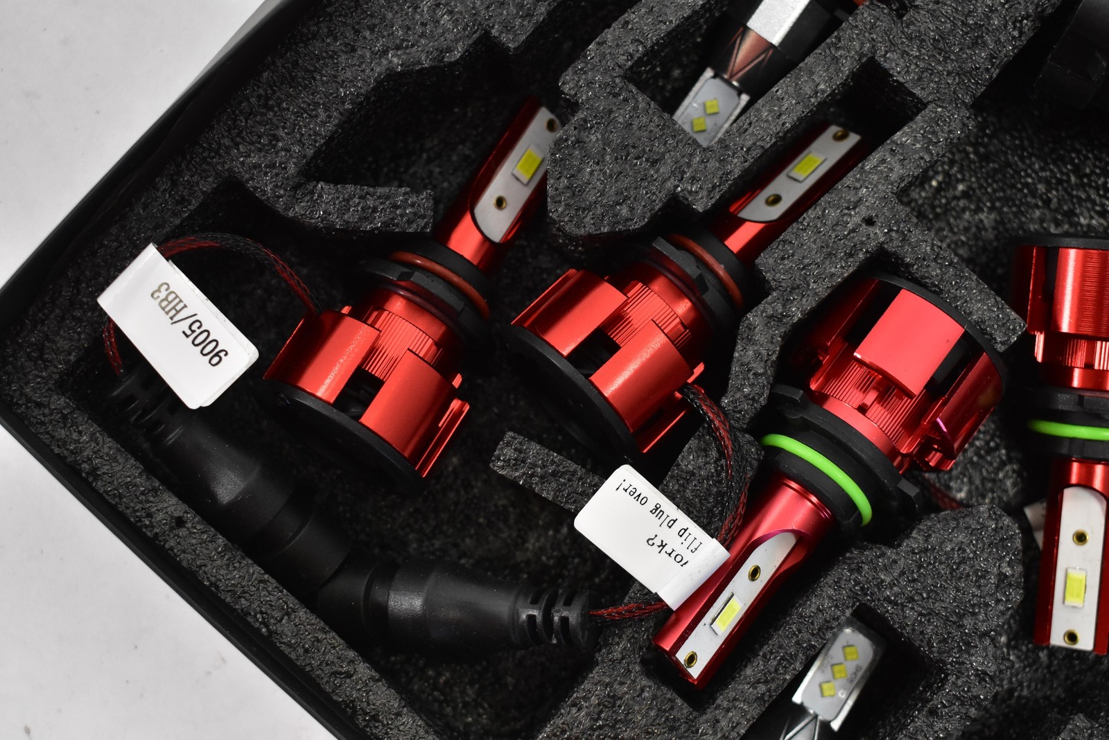 LTZXAP LED Headlight Fog Bulbs Kit 9006 HB4 6pcs IP68 Waterproof Red Auto New