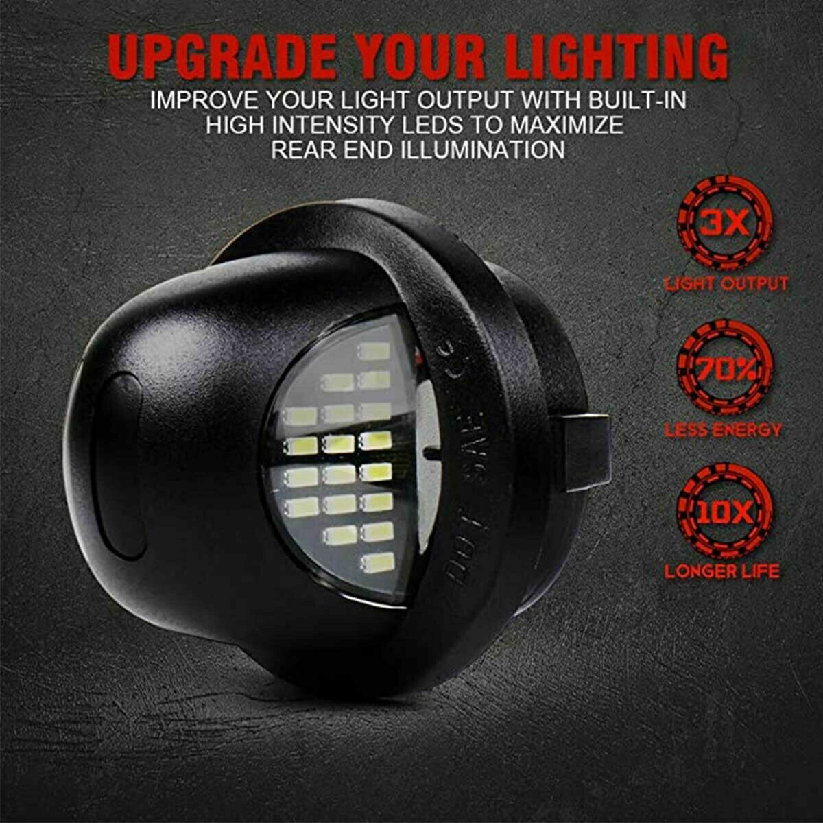 2x LED License Plate Light Tag Lamp Assembly Replacement for Ford F150 F250 F350
