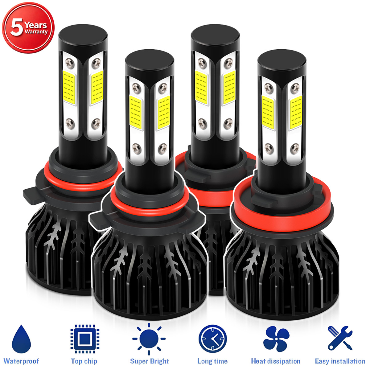 4x LED Headlight Bulbs Hi/Lo Beam 12000LM 6000K For Toyota Highlander 2011-2019