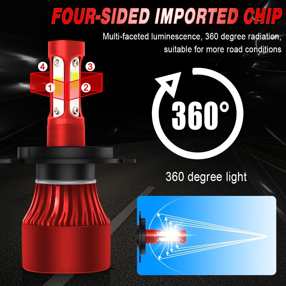 Whosesales 20PCS H4 LED Headlight Bulbs Kit High&Low Beam 6500K Bright White