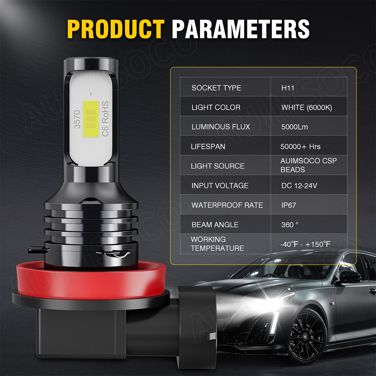 9005 LED Headlight Bulb Conversion Kit High Low Lamps 6000K Super White Bright