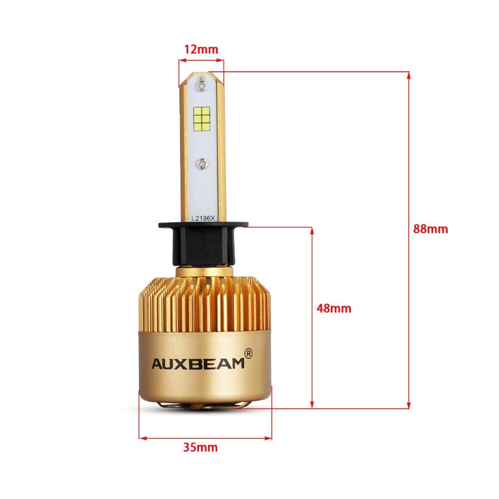AUXBEAM H1 LED Headlight Bulbs Kit High Low Beam Clear White 6500K 8000LM Bright