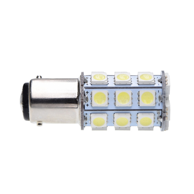 2 x 24V LED BA15D LIGHT GLOBE COLD WHITE 27 SMD 5050 Caravan Car Auto Indicator