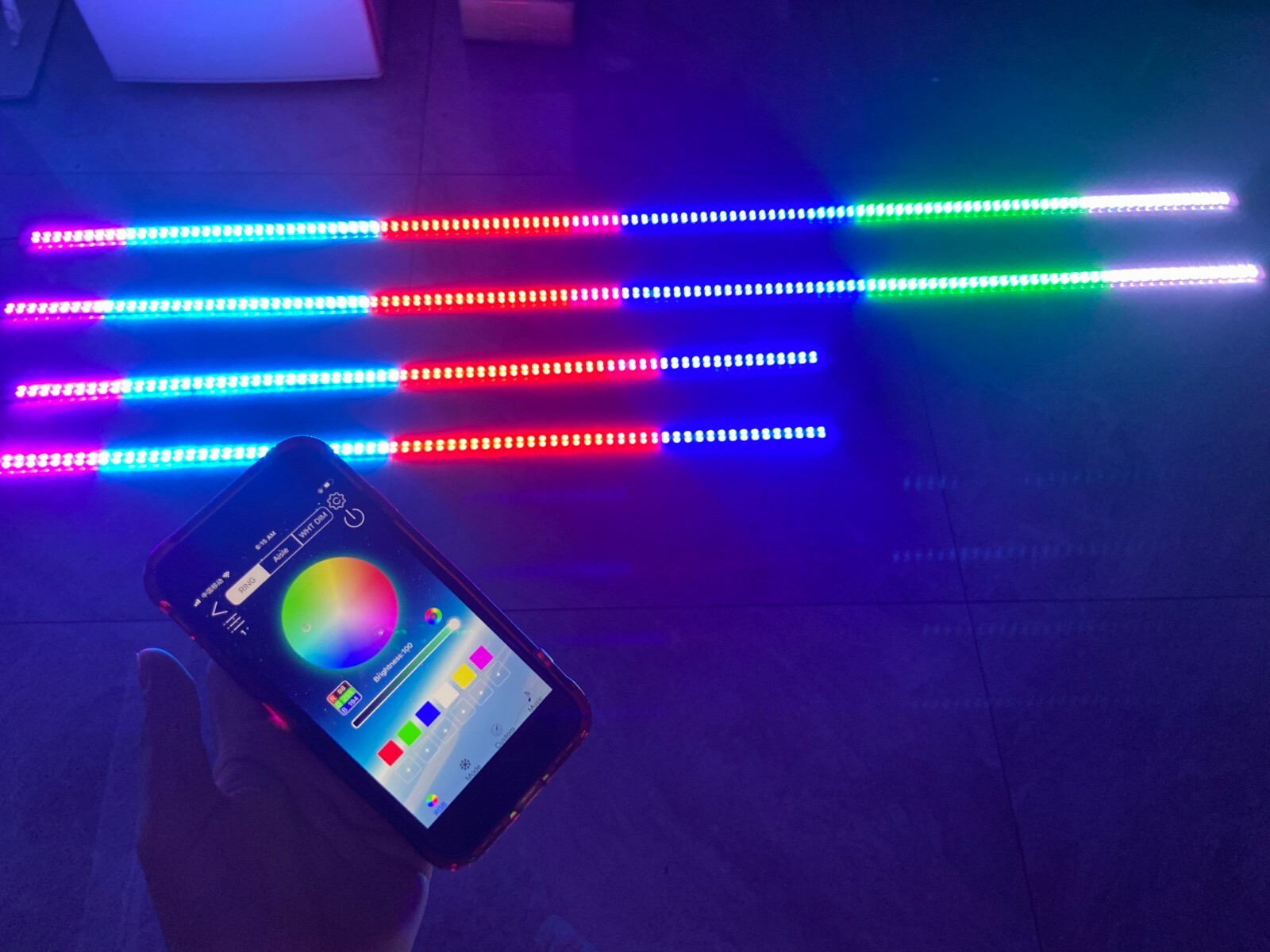 Rainbow Color CHASING Moving LEDs 2PCS 4FT + 2PCS 6.5FT Underglow Lights Strips