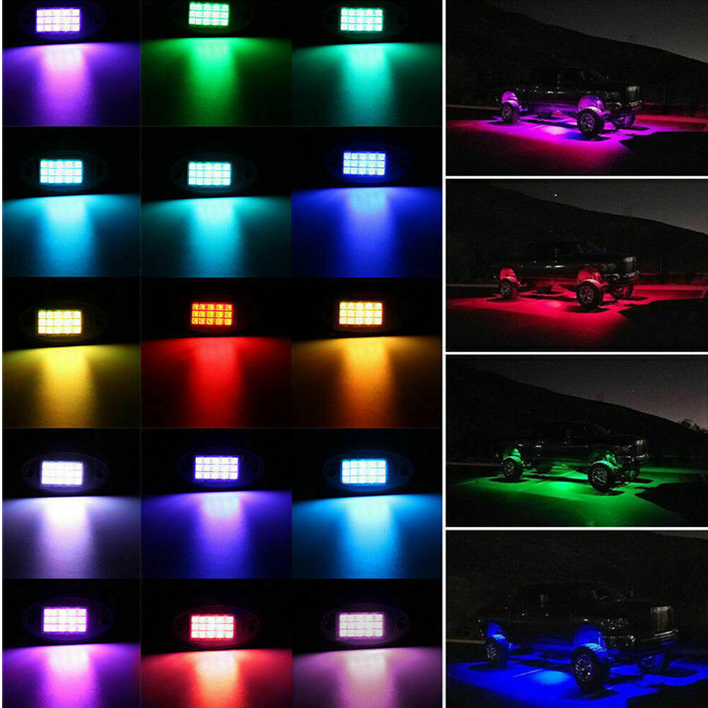 10in1 RGB LED Pods Rock Lights Trim Underbody Neon Light For Ford F150 F250 F350