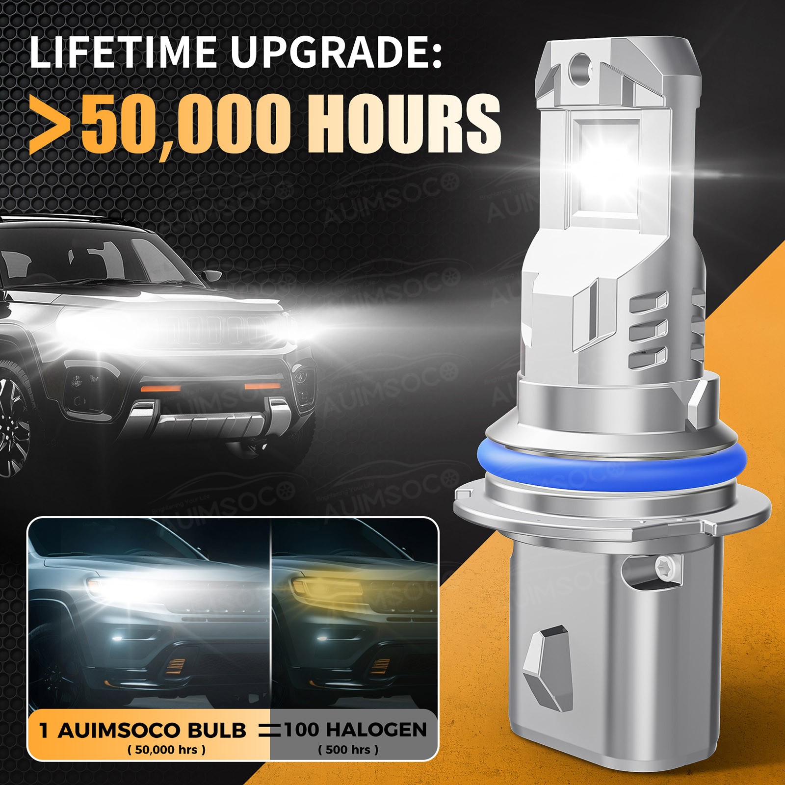 For Ford Mustang 1994-2004 2x LED Headlight Kit Hi-Lo Beam Bulbs 72000LM 6500K