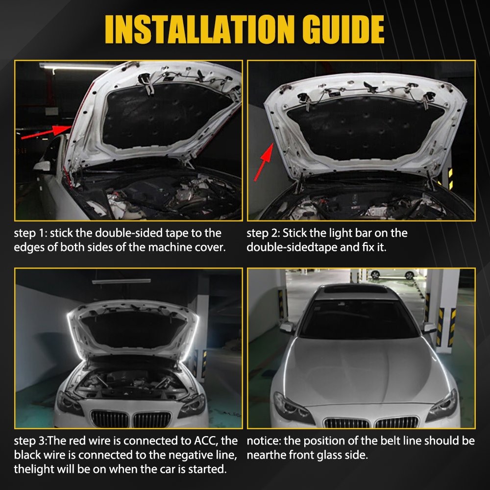 Fit SUV Truck Van Jeep 71“ Scan Start Up Dynamic Car LED Hood Strip Light DRL