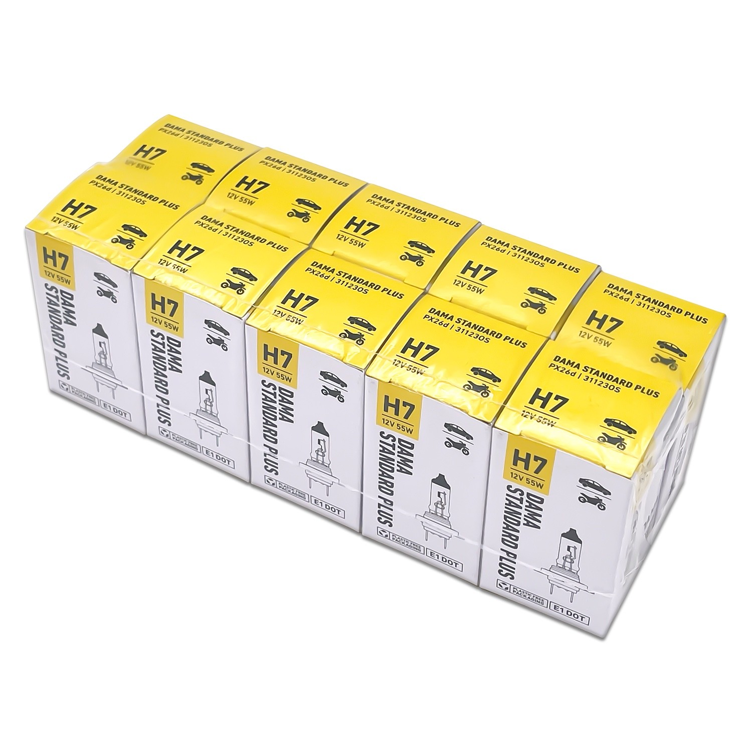 10X DAMA Standard Plus H7 High Low Fog 3400K 1600lm DOT Street Legal Fleet Bulk