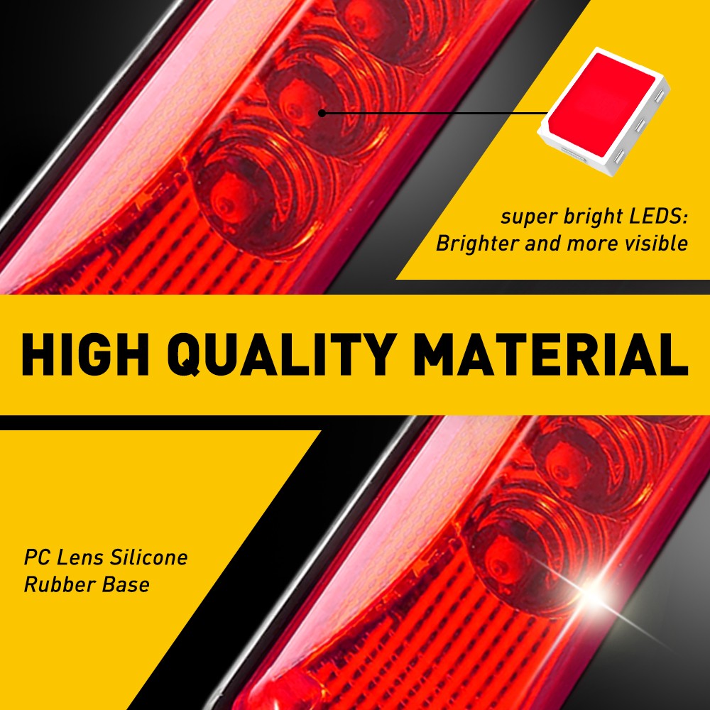 4PC Red 3 LED Side Marker Lights RV Truck Trailer Clearance Light Waterproof EAG