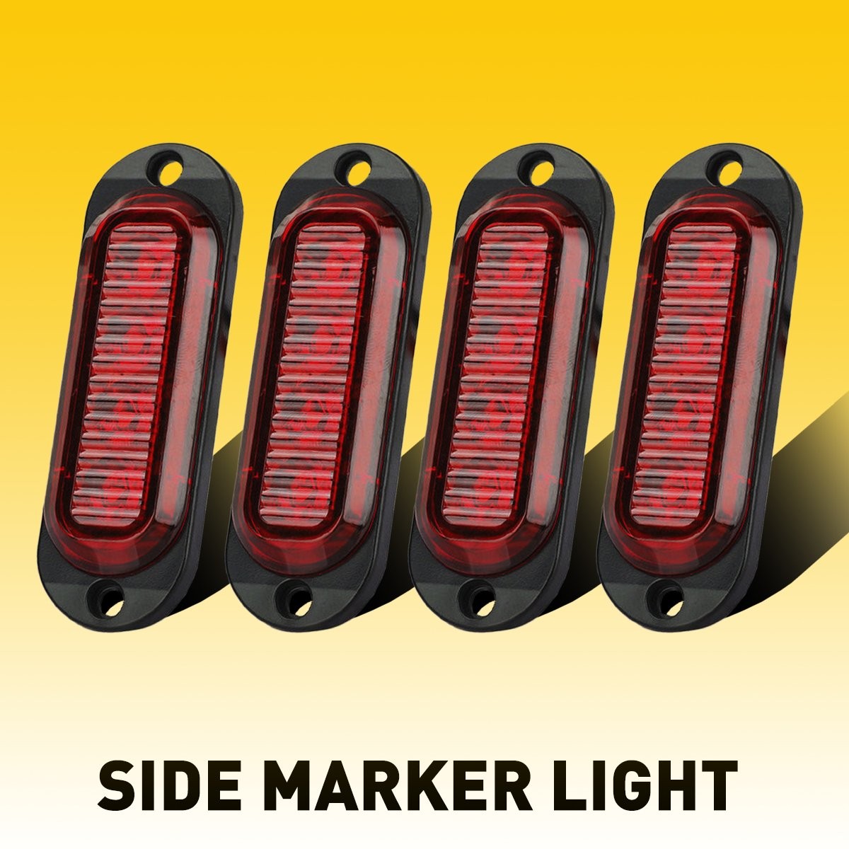 4PCS Universal Red 4LED Oval Side Lights Marker Clearance Indicator Lamps New