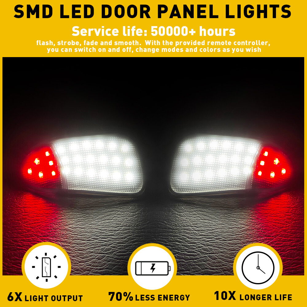 smoked LED Panel Door Interior Courtesy Light Pair Lamp For 1997-2003 Ford F150