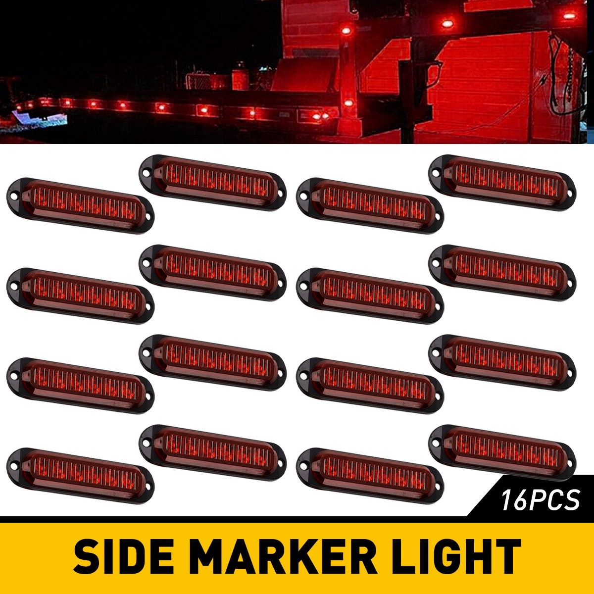 16PCS 6-LED Clearance Light Red Brake Signal Light Side Marker Indicator NEW USA