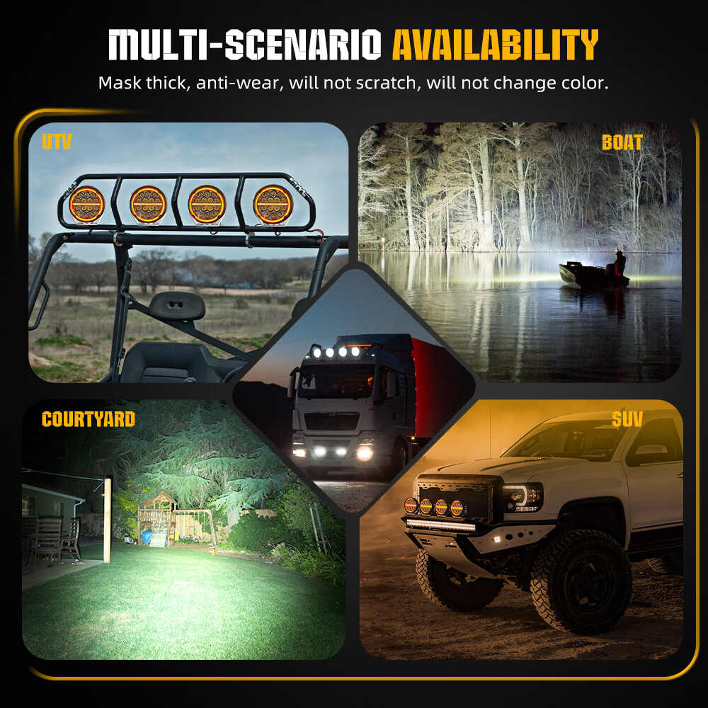 2x 6.5″ Round LED Driving Lights Spot Flood Combo Beam Offroad White Amber DRL