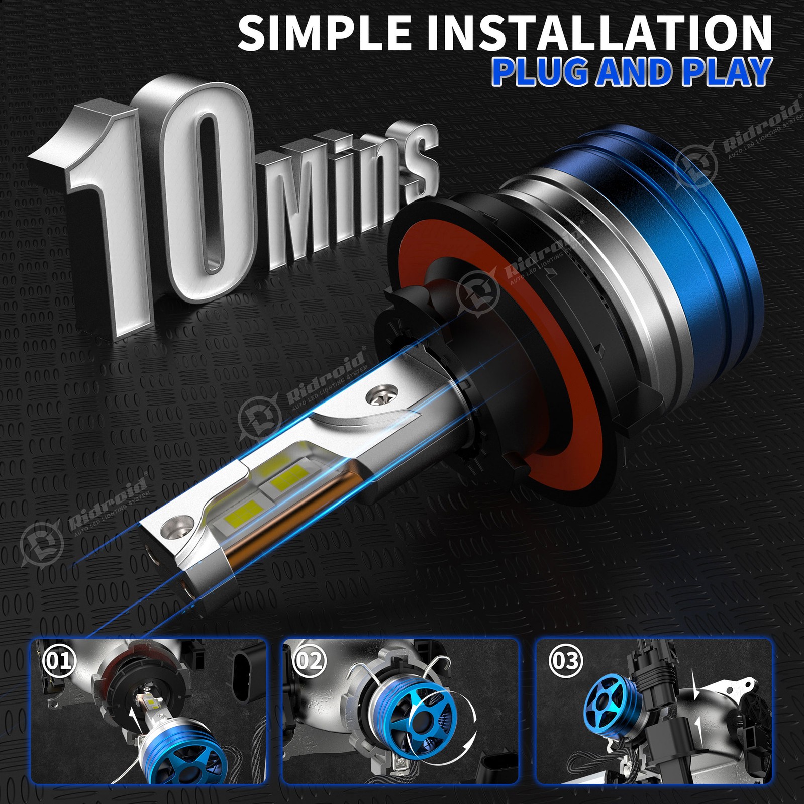 H13 9008 LED Headlight Bulbs Kit High Low Beam 6500K Super Bright White 720000LM