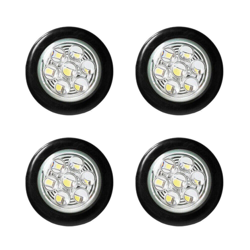 4Pc 2″ White Side Marker Light Indicator Clearance Light Trailer Truck Tail Lamp