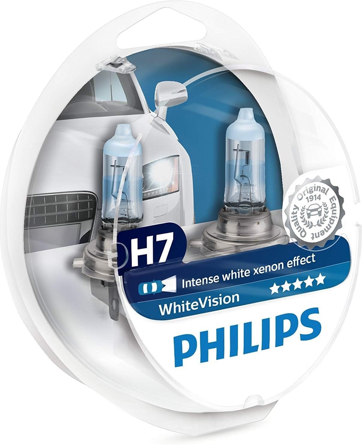 Philips WhiteVision 3700K H7 55W Two Bulbs Head Light Low Beam Replace Stock