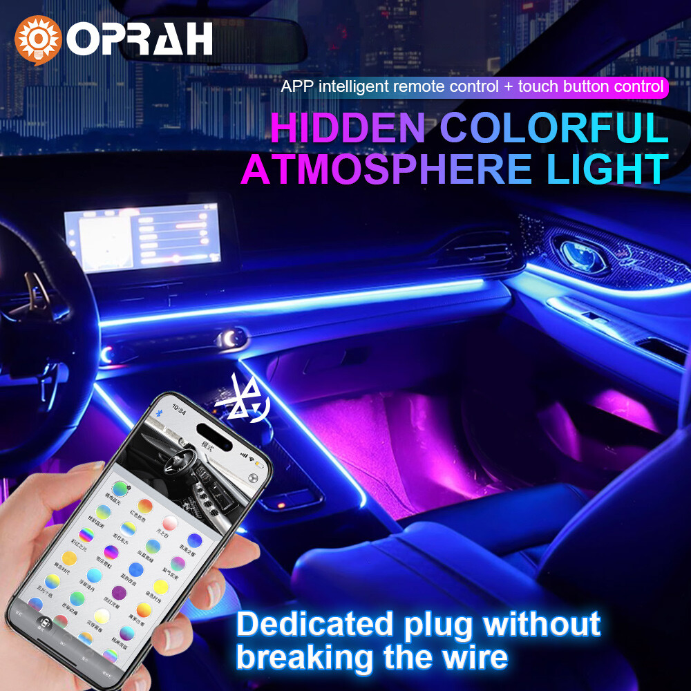 LED Car Interior Strip Light Atmosphere APP-Control Ambient Light 1~22 Kit US