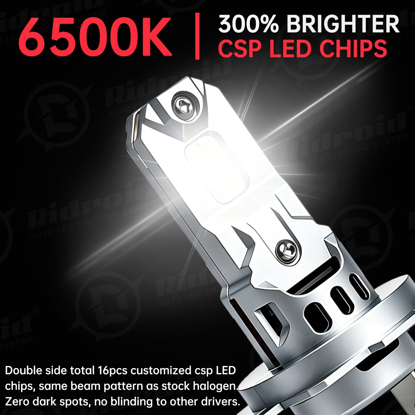 PAIR RIDROID H7 LED Headlight Super Bright Bulbs Kit White High/Low Beam 6500K