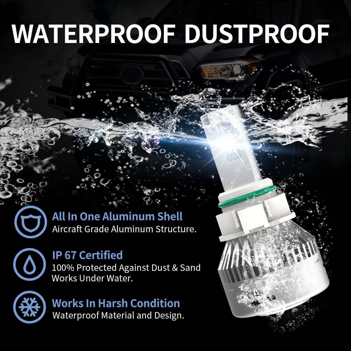 LASFIT 5202 2504 LED Fog Light Bulb 60W 6000LM Super Bright Conversion Kit White