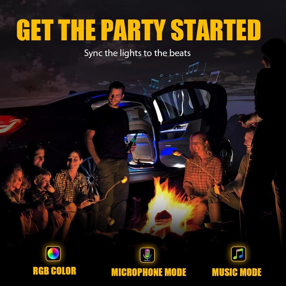 APP Control LED Light Atmosphere Ambient Light Car Inside Accessories 5M 1-10Set