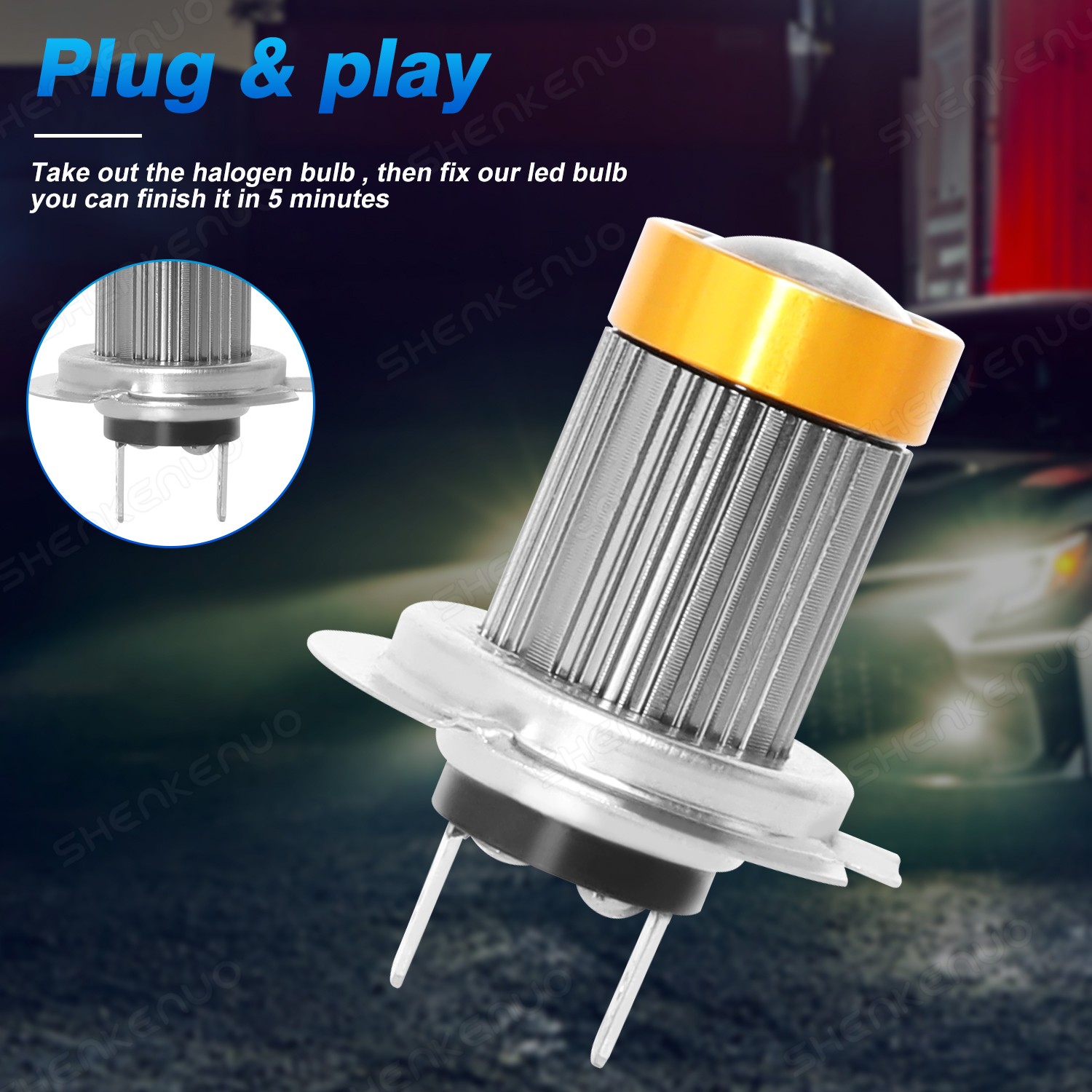 2PC For Yamaha YZF-R6 2006-2009 YZF-R1 LED Headlight H7 Yellow Bulbs