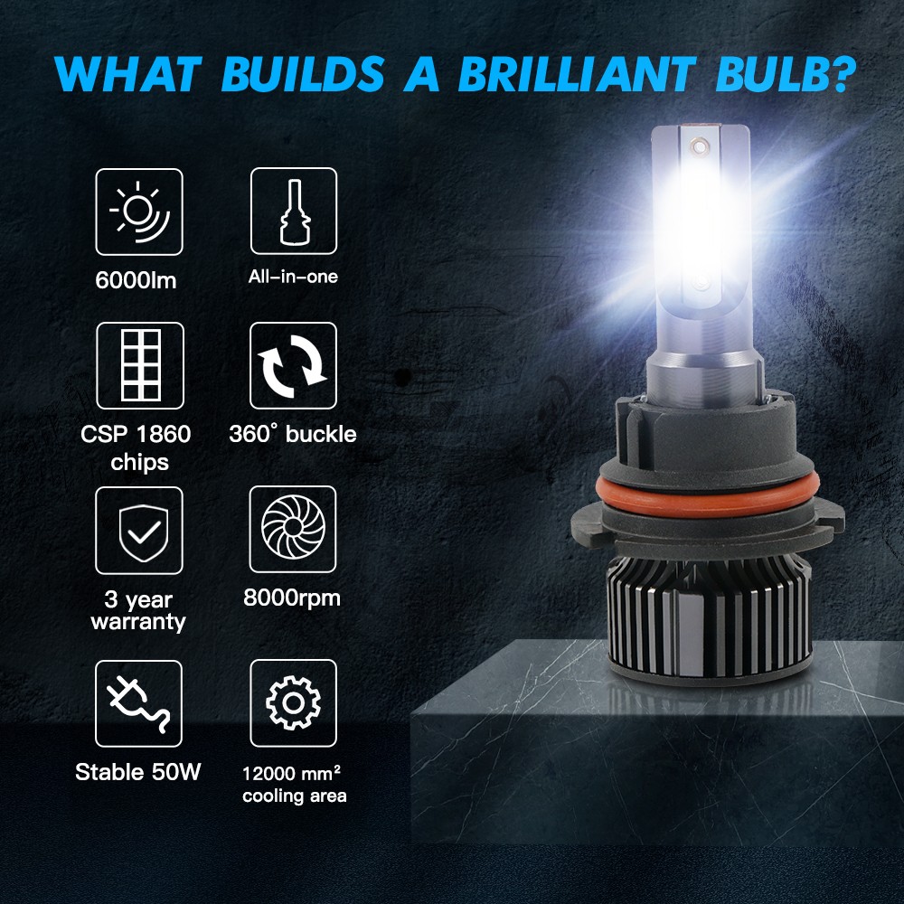9004 LED Headlight Bulbs Kit 6000K For Dodge fit Caravan 1993-1995 Bright White
