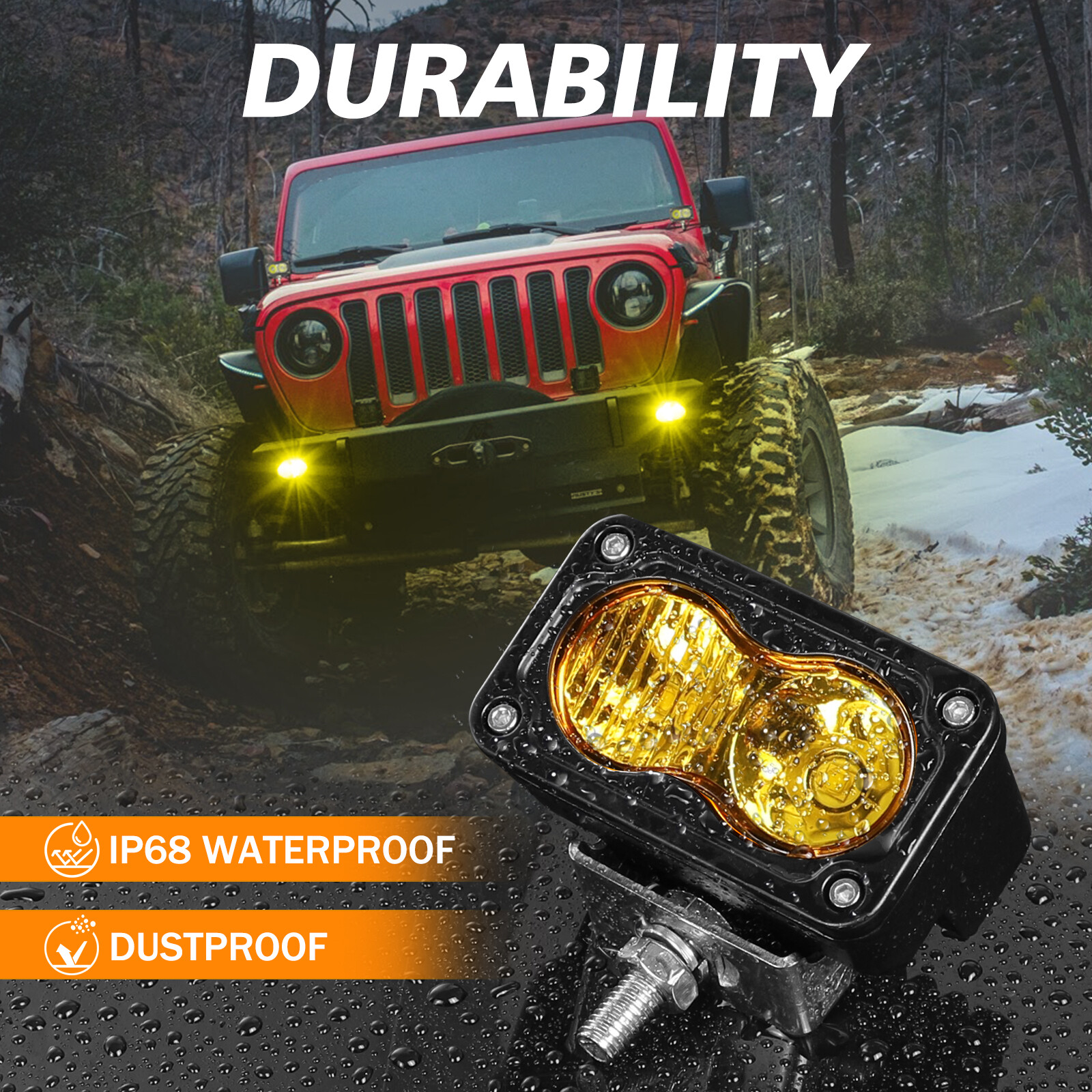 3inch LED Work Light Bar Spot Flood Cube Pods Amber Driving Fog Lamp Offroad 12V