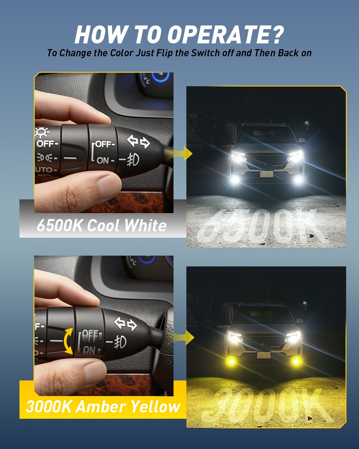 H11/H8 LED Headlight Super Bright Bulb White Yellow High/Low Beam 50000LM 2-6X
