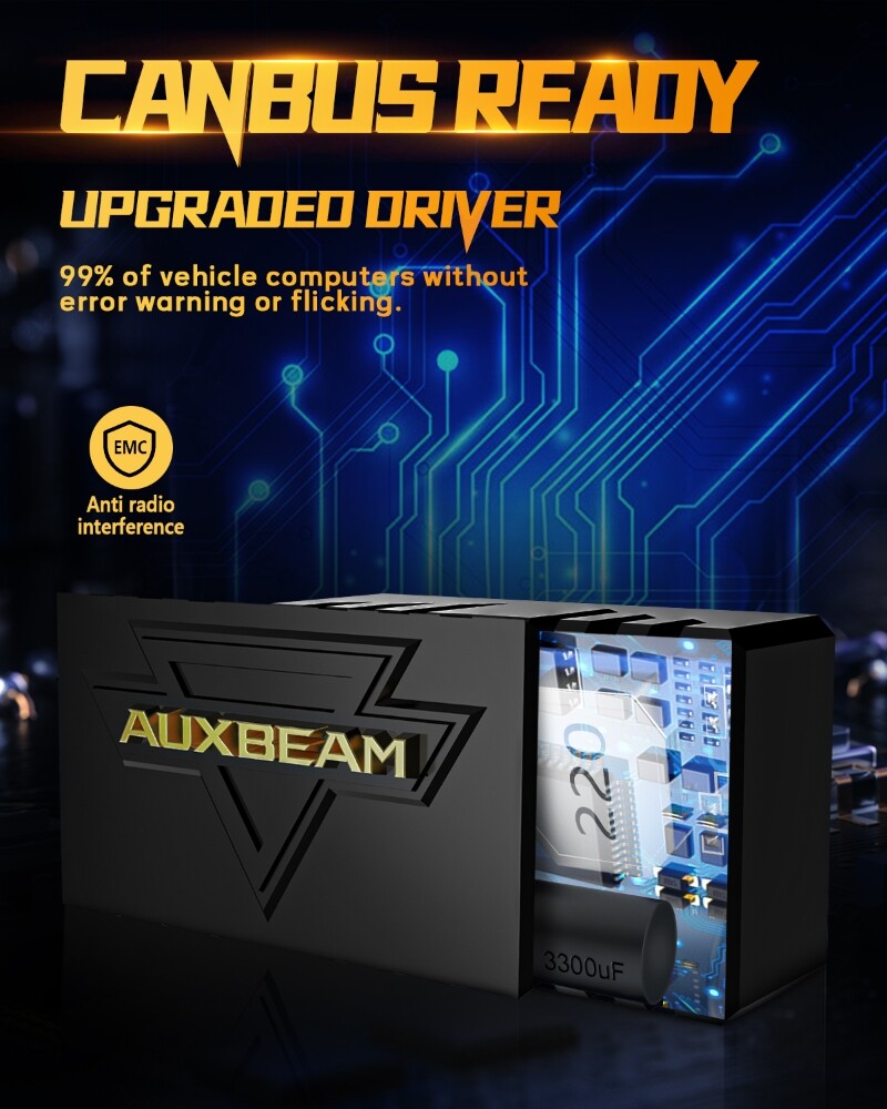 AUXBEAM 9005+H11 CANBUS LED Headlight Hi/Lo Beam 9006 Fog Bulbs Kit 6500K 3Pairs