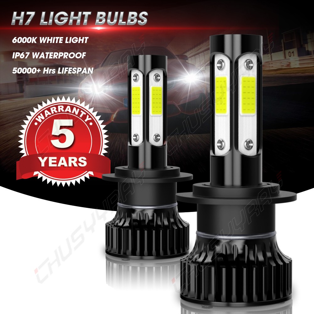 LED Headlight Combo H7+H7+H11 High Low Beam + Fog Light 6x Bulbs Kit 6000K White