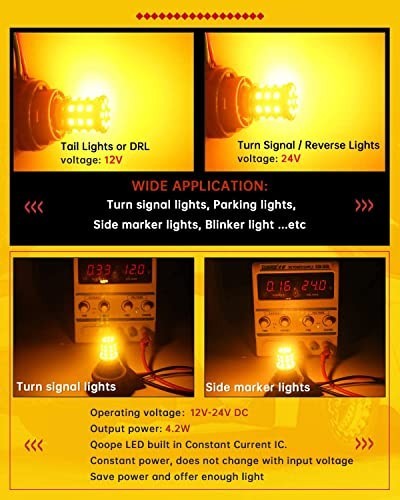 LED Turn Signal Bulbs 7507 BAU15S PY21W Amber Yellow 600lm 12-24V Pack of 4
