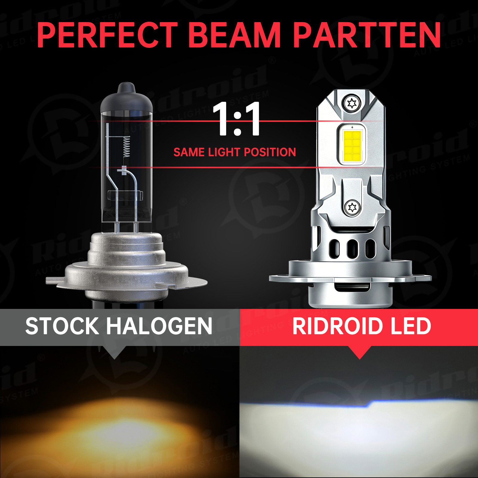 PAIR RIDROID H7 LED Headlight Super Bright Bulbs Kit White High/Low Beam 6500K