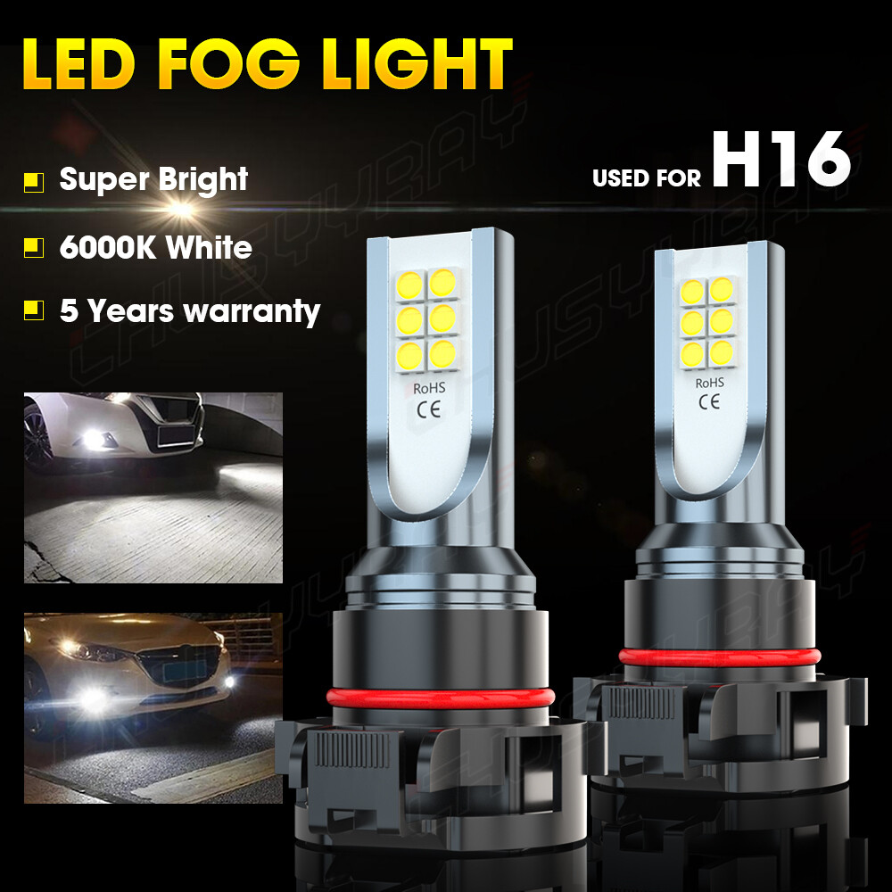 2x H16 5202 LED Fog Light Bulbs White For Chevy Silverado 1500 2500HD 2007-2015
