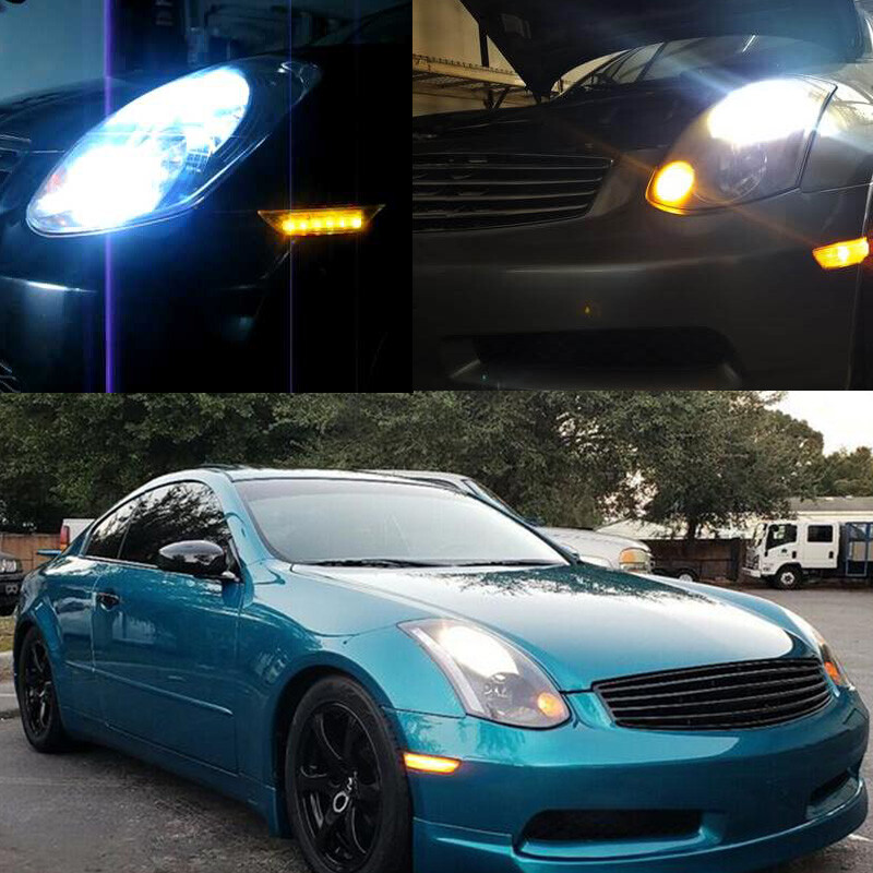 2Pcs Bright 3000K Amber LED Lights Side Marker Bulbs for 2003-2006 Infiniti G35